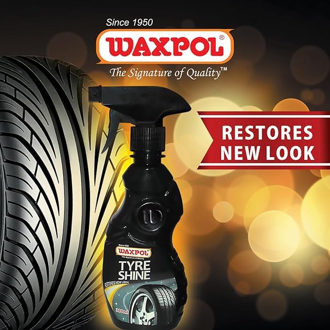 Waxpol Tyre Shine Spray Polish 300 ml (Set of 36) for Long-Lasting Tyre Gloss, Prevents Fading and Cracks