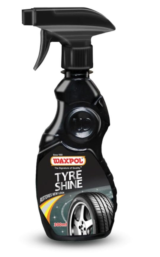 Waxpol Tyre Shine Spray Polish 300 ml (Set of 12) for Long-Lasting Tyre Gloss, Prevents Fading and Cracks